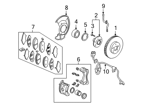 2006 Acura MDX Front Brakes Caliper Sub-Assembly Diagram for 45019-SJK-J00