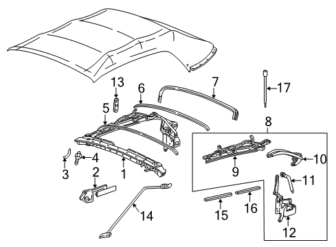 2000 Ford Mustang Frame & Components - Convertible Top Latch Diagram for F4ZZ-76506A48-A