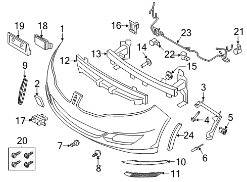2013 Lincoln MKZ Front Bumper Absorber Diagram for DP5Z-17C882-A