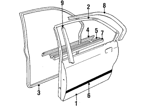 1985 BMW 735i Rear Door Covering Left Diagram for 51221869907