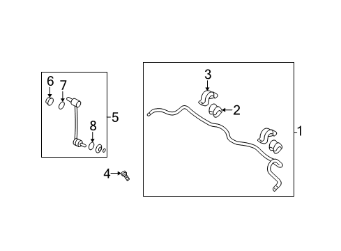 2009 Hyundai Sonata Stabilizer Bar & Components - Front Ring-Clip Diagram for 54839-3L000