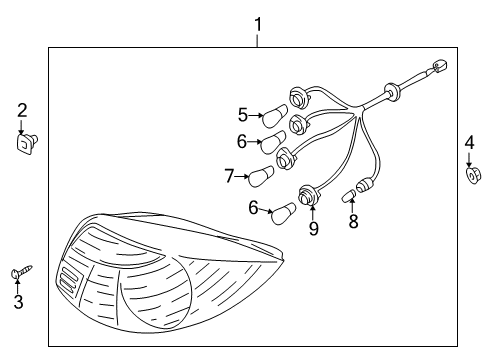 2002 Kia Rio Bulbs Lamp-Rear Combination, RH Diagram for 0K32A51150A