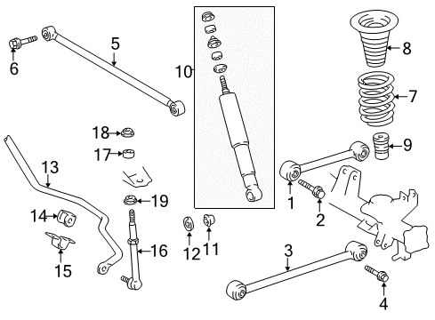 1998 Toyota 4Runner Rear Suspension Components, Lower Control Arm, Upper Control Arm, Stabilizer Bar Coil Spring Diagram for 48231-35150