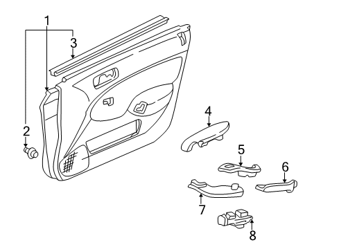 2004 Honda Civic Front Door Armrest Assembly, Left Front Door (Gray) Diagram for 83555-S5B-J01ZB