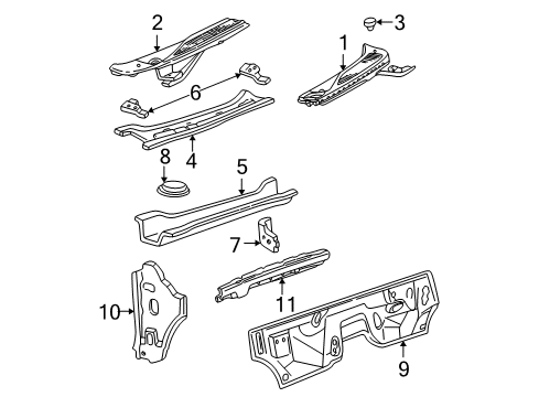 2001 Ford Expedition Cowl Dash Panel Diagram for XL1Z7801610AA