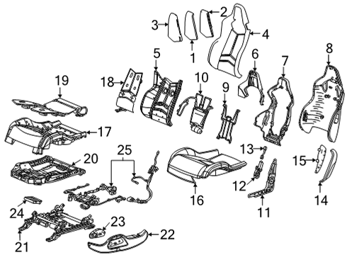 2021 Chevrolet Corvette Power Seats Seat Cushion Pad Diagram for 84852497