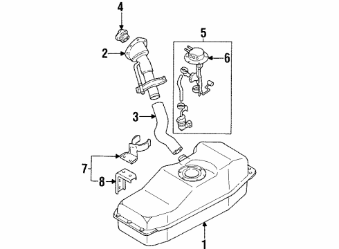 1996 Nissan Pickup Senders Hose-Filler Diagram for 17228-0S200