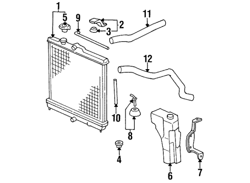 1995 Honda Civic del Sol Radiator & Components Radiator (Denso) Diagram for 19010-P28-G52