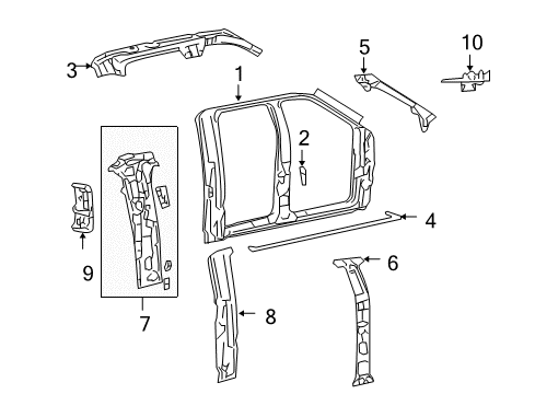 2004 Ford F-150 Uniside Lock Pillar Reinforcement Diagram for 6L3Z-1628137-A