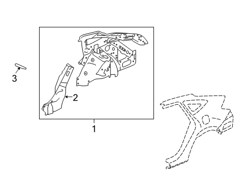 2011 Honda Accord Crosstour Inner Structure - Quarter Panel Panel, L. RR. Inside Diagram for 64700-TP6-306ZZ