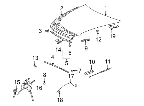 2000 Cadillac Seville Hood & Components Hinge Asm - Body Side Diagram for 25641625