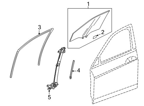 2014 Honda Accord Front Door Runchannel, Left Front Diagram for 72275-T2F-A03