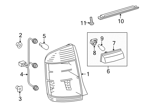 2005 Toyota Prius Bulbs Tail Lamp Assembly Diagram for 81551-47071