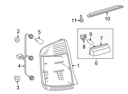 2008 Toyota Prius Bulbs Spoiler Screw Diagram for 81577-12330