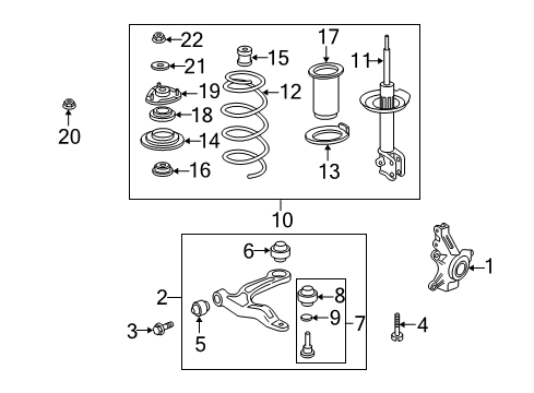 2014 Honda Ridgeline Front Suspension Components, Lower Control Arm, Stabilizer Bar Knuckle, Right Front Diagram for 51211-SJC-A01