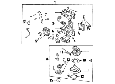 1994 Infiniti G20 Heater Core & Control Valve Mode Actuator Assembly Diagram for 27731-40F00