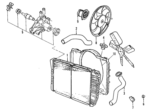 1991 Lincoln Continental Cooling System, Radiator, Water Pump, Cooling Fan Pulley Diagram for E8DZ8509A