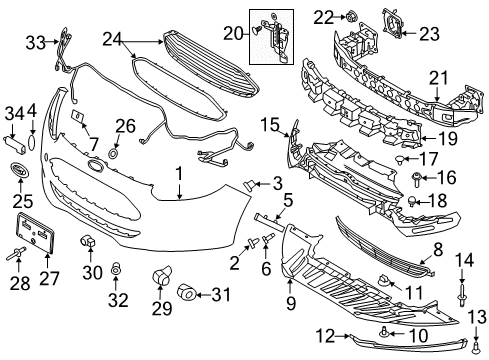 2016 Ford Focus Parking Aid Valance Screw Diagram for -W702413-S303