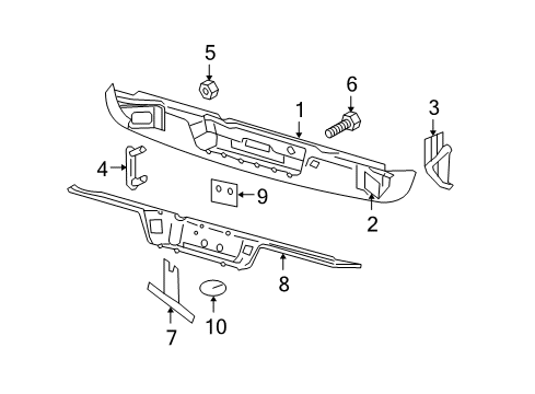 2006 Dodge Ram 2500 Rear Bumper Bracket-License Plate Diagram for 3738921