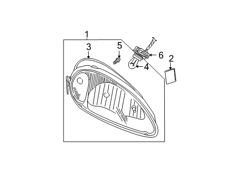 2001 Chrysler PT Cruiser Front Lamps - Combination Lamps Headlamp Assembly Diagram for 5288765AI