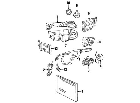 1984 Chrysler Executive Sedan Blower Motor & Fan Core Asm HTR Diagram for 3847943