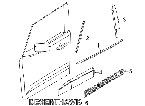 2017 Jeep Renegade Exterior Trim - Front Door Molding-Front Door Diagram for 5VX84LXHAA