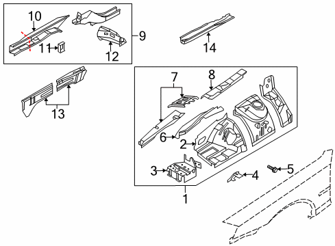 Diagram for 2003 Infiniti M45 Structural Components & Rails 