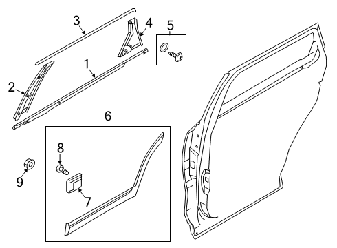 2021 Kia Telluride Exterior Trim - Rear Door GARNISH Assembly-Rr Dr F Diagram for 83250S9000