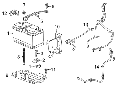 2020 Cadillac XT6 Battery Battery Tray Diagram for 84649710