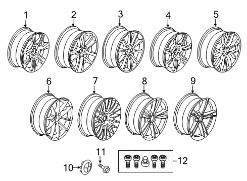 2017 BMW 340i GT xDrive Wheels Light Alloy Disc Wheel Reflexsilber Diagram for 36116866306