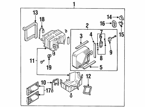 2002 Infiniti G20 Automatic Temperature Controls Cooling Unit Assy Diagram for 27270-7J104