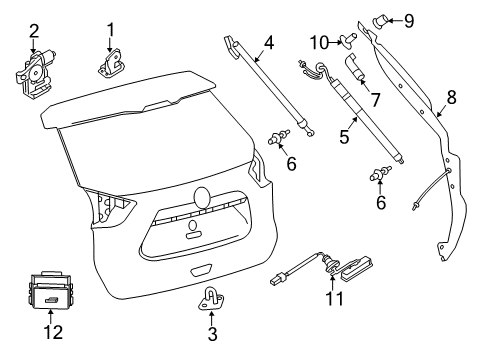 2018 Nissan Rogue Lift Gate Stay Assy-Back Door, LH Diagram for 90451-5HA0B