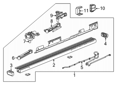 2016 GMC Sierra 1500 Running Board Crew Cab 6-Inch Rectangular Assist Steps in Chrome Diagram for 84106507