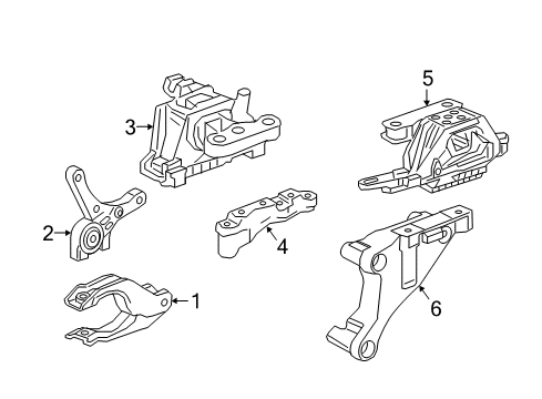 2019 Chevrolet Volt Engine & Trans Mounting Transmission Mount Bracket Diagram for 23304612