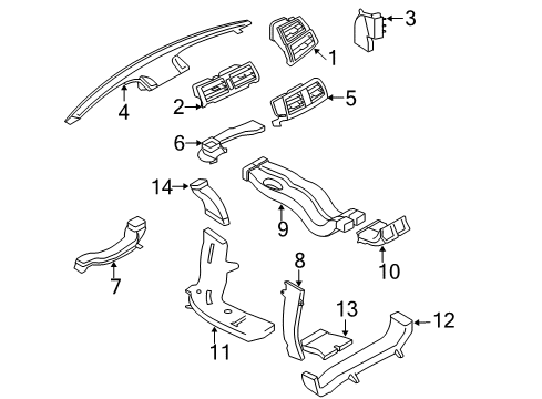 2007 BMW X5 Ducts Fresh Air Grille, Left Diagram for 51436952693