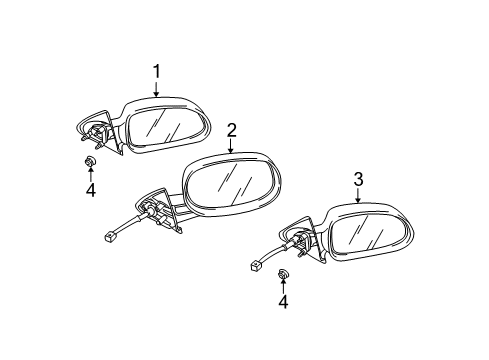 2003 Dodge Dakota Outside Mirrors Mirror-Outside Rearview Diagram for 55077253AE