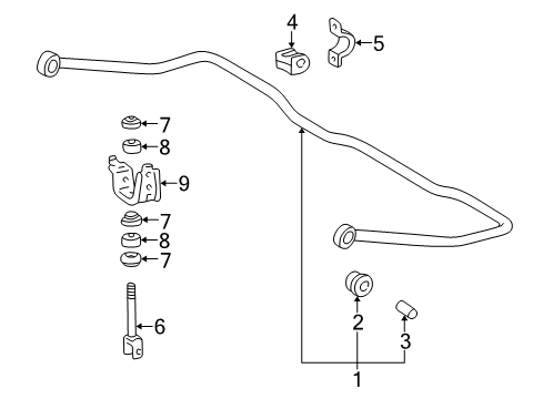 2003 Toyota Land Cruiser Stabilizer Bar & Components - Rear Stabilizer Bar Collar Diagram for 90560-10275