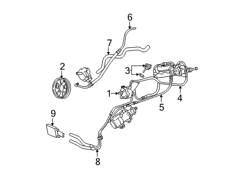 1999 Ford F-350 Super Duty P/S Pump & Hoses, Steering Gear & Linkage Hose & Tube Assembly Diagram for F81Z-3A713-GA