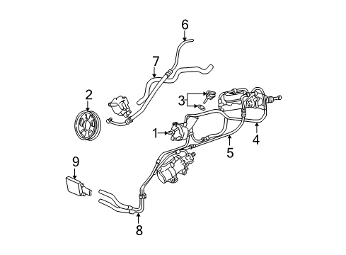 2001 Ford F-250 Super Duty P/S Pump & Hoses, Steering Gear & Linkage Return Hose Diagram for YC3Z-3A713-BB