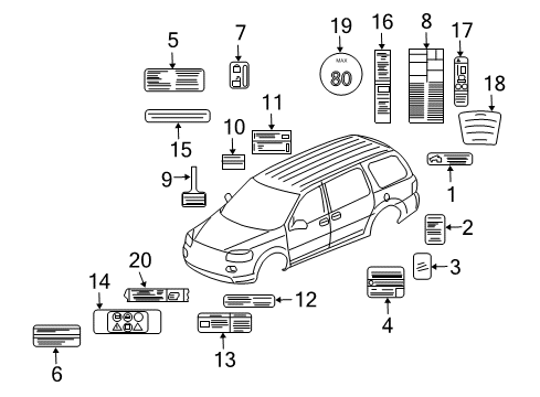 2006 Pontiac Montana Information Labels Spare Tire Label Diagram for 15093589