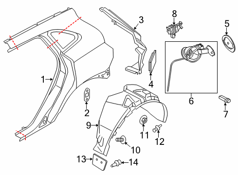 2016 Lincoln MKC Quarter Panel & Components Fuel Door Diagram for EJ7Z-78405A26-A