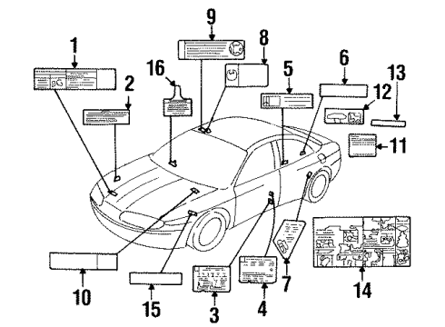 2002 Oldsmobile Aurora Information Labels Label Diagram for 15358915