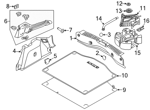 2016 Ford Focus Interior Trim - Rear Body Storage Tray Retainer Diagram for CV6Z-1424-D