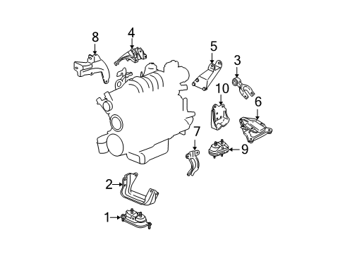 2005 Pontiac Grand Prix Engine & Trans Mounting Bracket-Engine Mount Diagram for 10345562