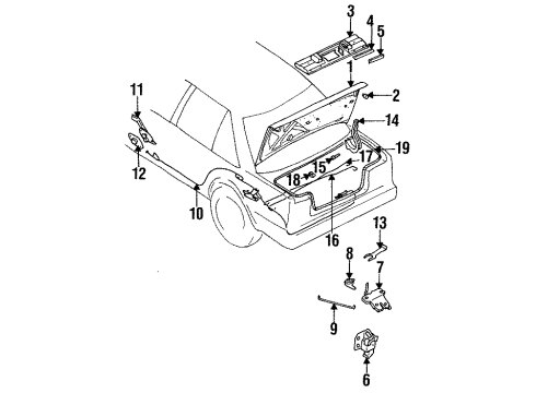 1989 Nissan Stanza Trunk Lid & Components, Exterior Trim Trunk Lock Assembly Diagram for 84630-D4011