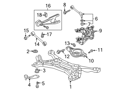 2006 Honda Odyssey Rear Suspension Components, Lower Control Arm, Upper Control Arm Arm, Right Rear Trailing Diagram for 52371-SHJ-A02