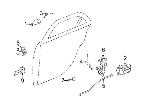 2004 Cadillac CTS Rear Door - Lock & Hardware Rod Asm-Rear Side Door Locking Diagram for 10349858