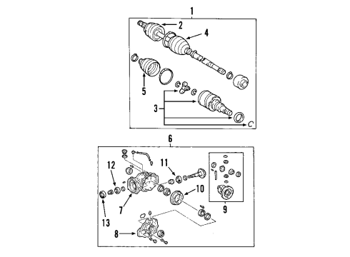 2005 Cadillac SRX Rear Axle Shafts & Joints, Differential, Drive Axles, Propeller Shaft Inner Joint Assembly Diagram for 88957235