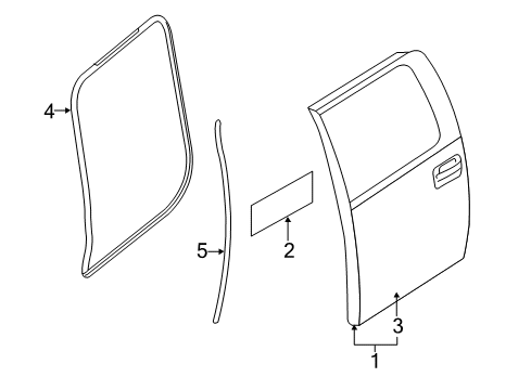 2012 Ford F-150 Rear Door Door Shell Diagram for AL3Z-1624631-B