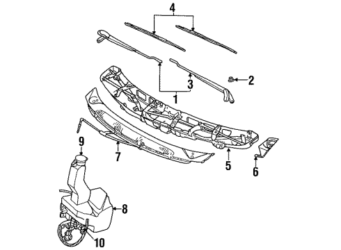 1998 Dodge Caravan Wiper & Washer Components Nozzle-Windshield Washer Diagram for 4673019